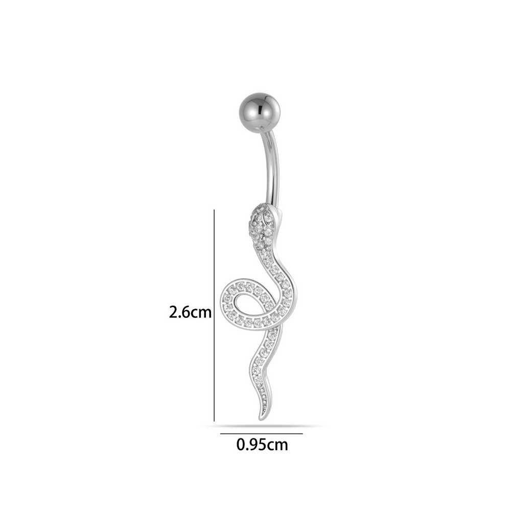 Piercing Ombelico Serpente Argento e Zirconi | Stile Bold & Chic