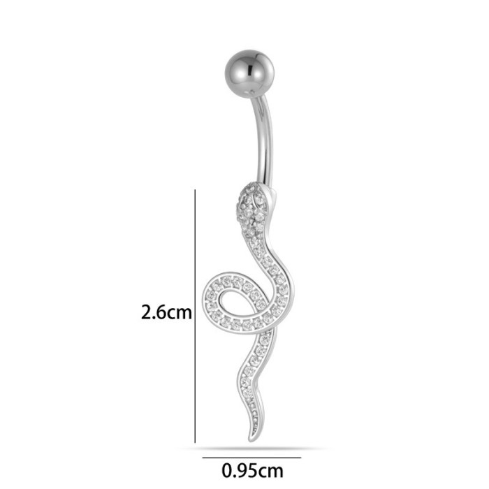 Piercing Ombelico Serpente Argento e Zirconi | Stile Bold & Chic