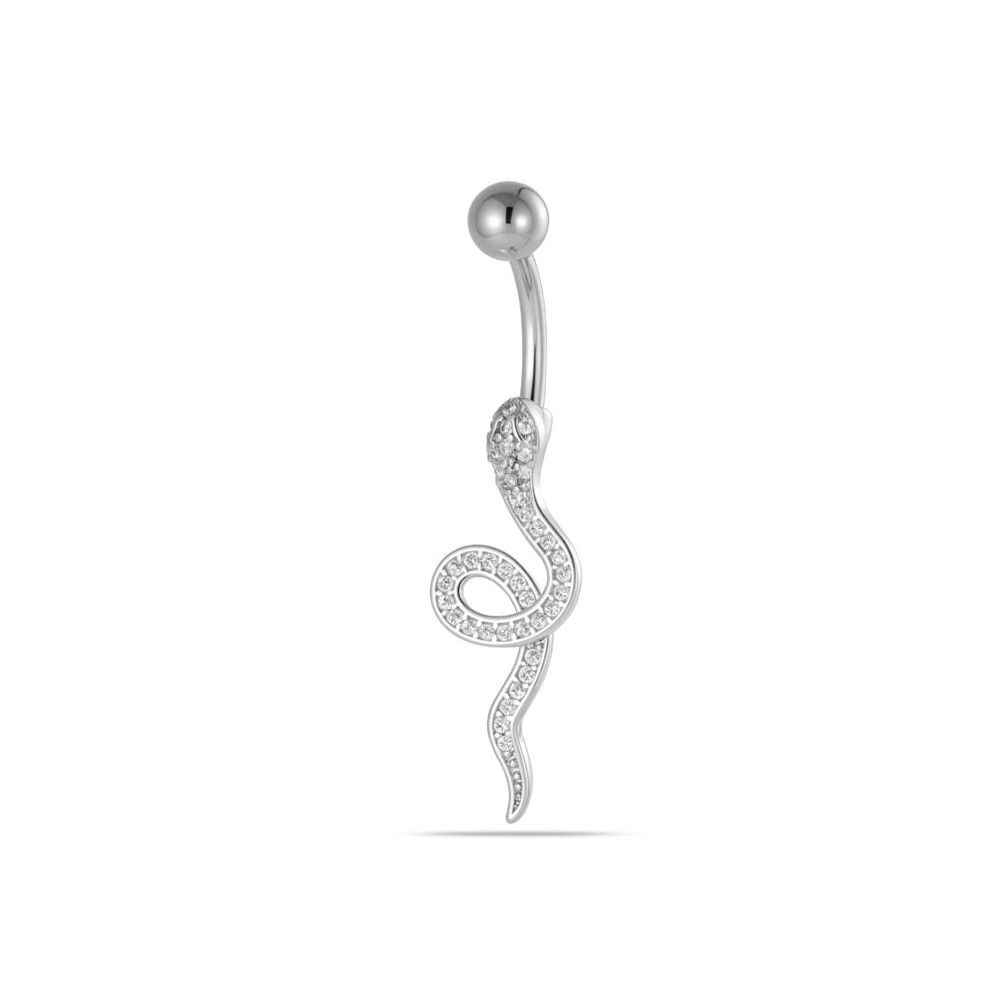 Piercing Ombelico Serpente Argento e Zirconi | Stile Bold & Chic