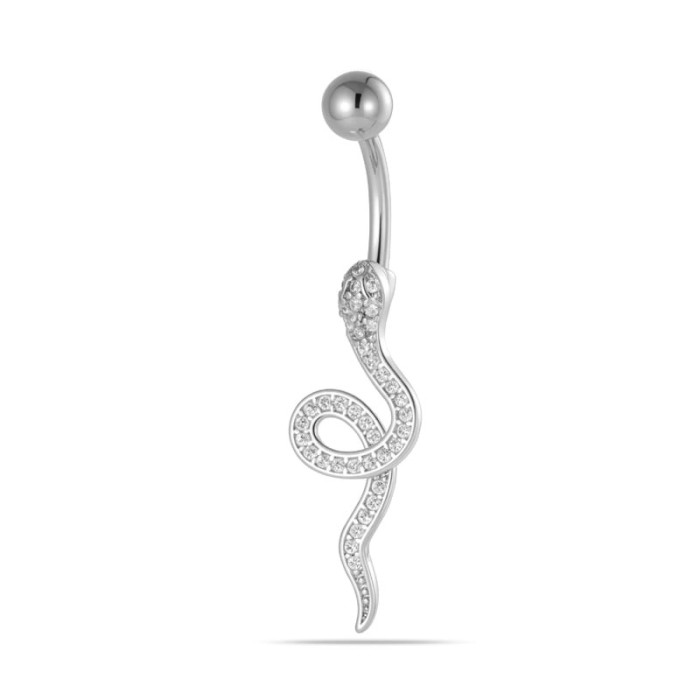 Piercing Ombelico Serpente Argento e Zirconi | Stile Bold & Chic