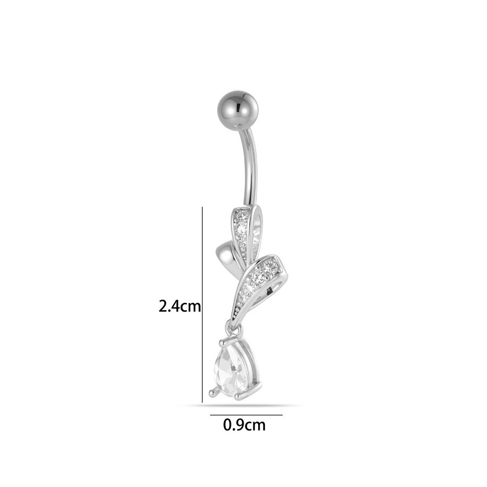 Piercing Ombelico Fiocco con Goccia Brillante | Gioiello Donna