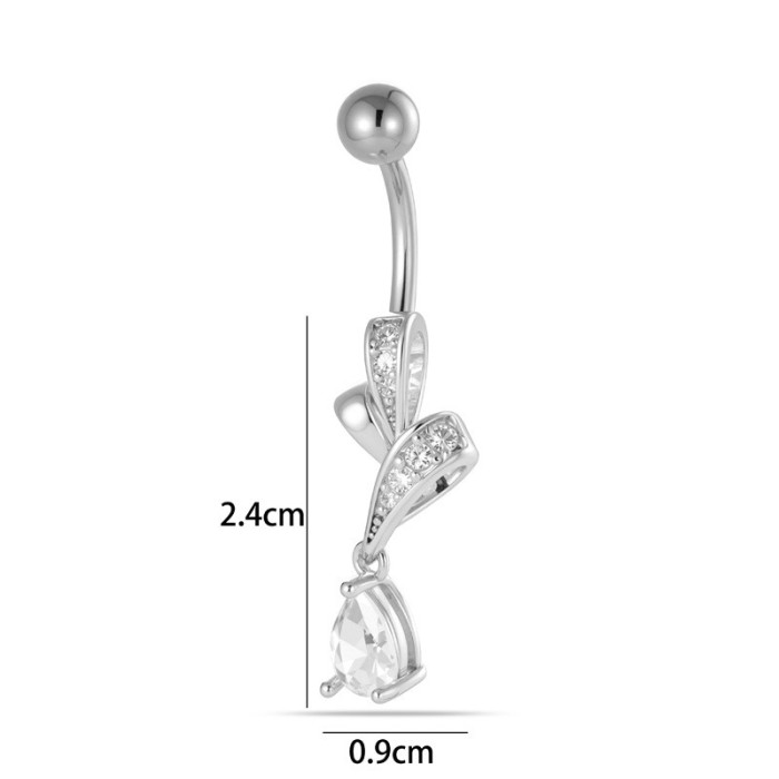 Piercing Ombelico Fiocco con Goccia Brillante | Gioiello Donna