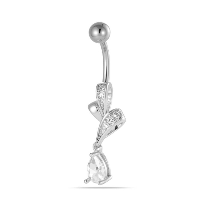 Piercing Ombelico Fiocco con Goccia Brillante | Gioiello Donna