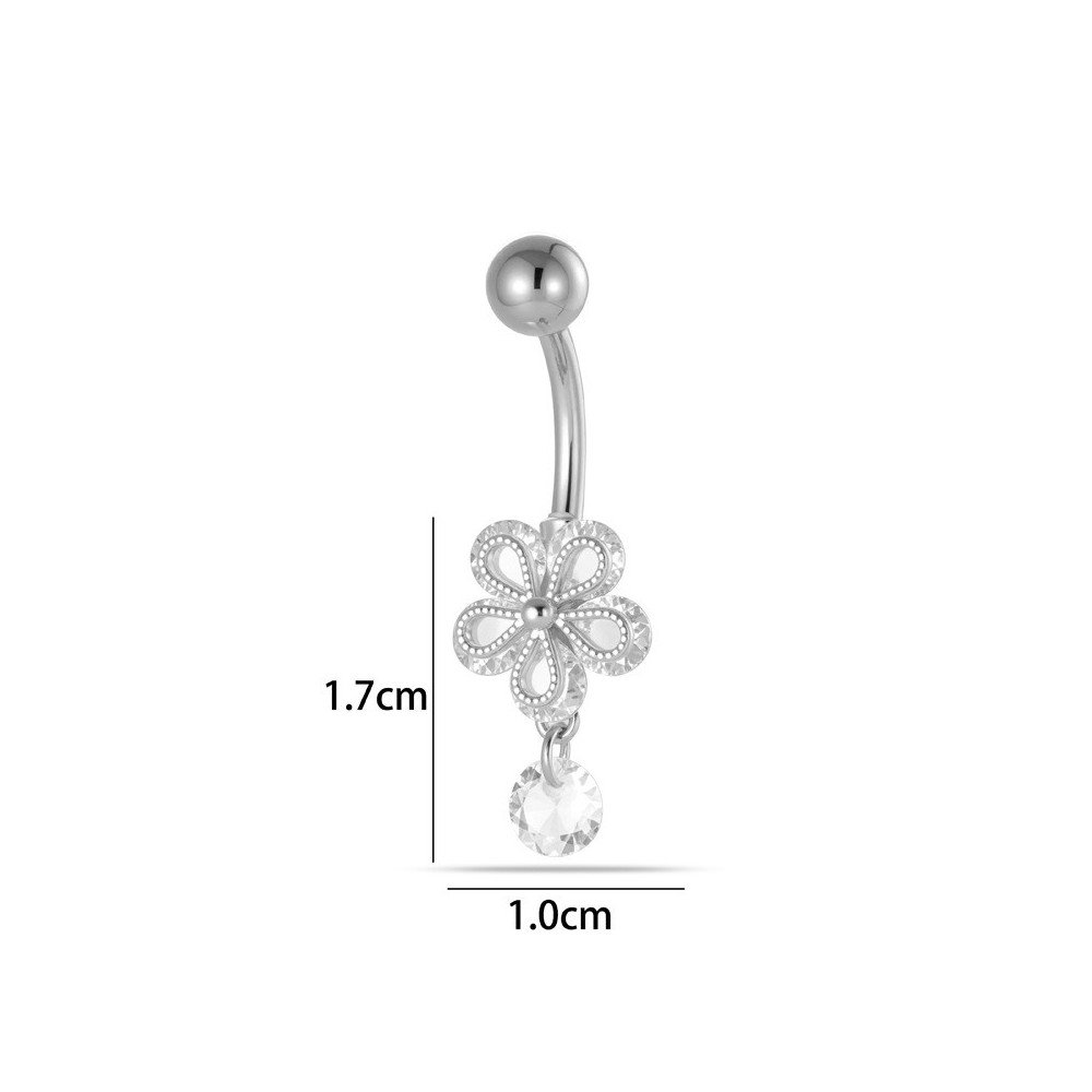 Piercing Ombelico Fiore Argento e Zircone Pendente | DoniPreziosi