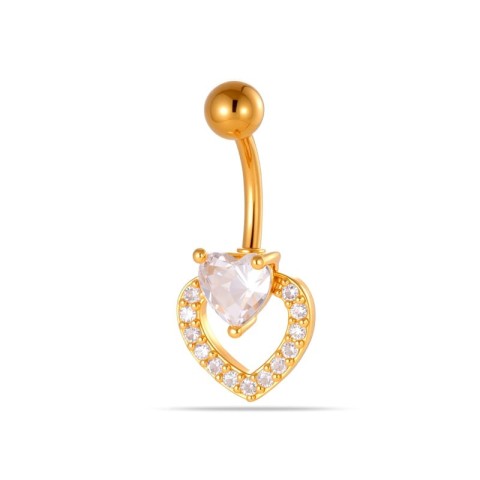 Piercing Ombelico Cuore Oro con Zircone Heart Cut | DoniPreziosi