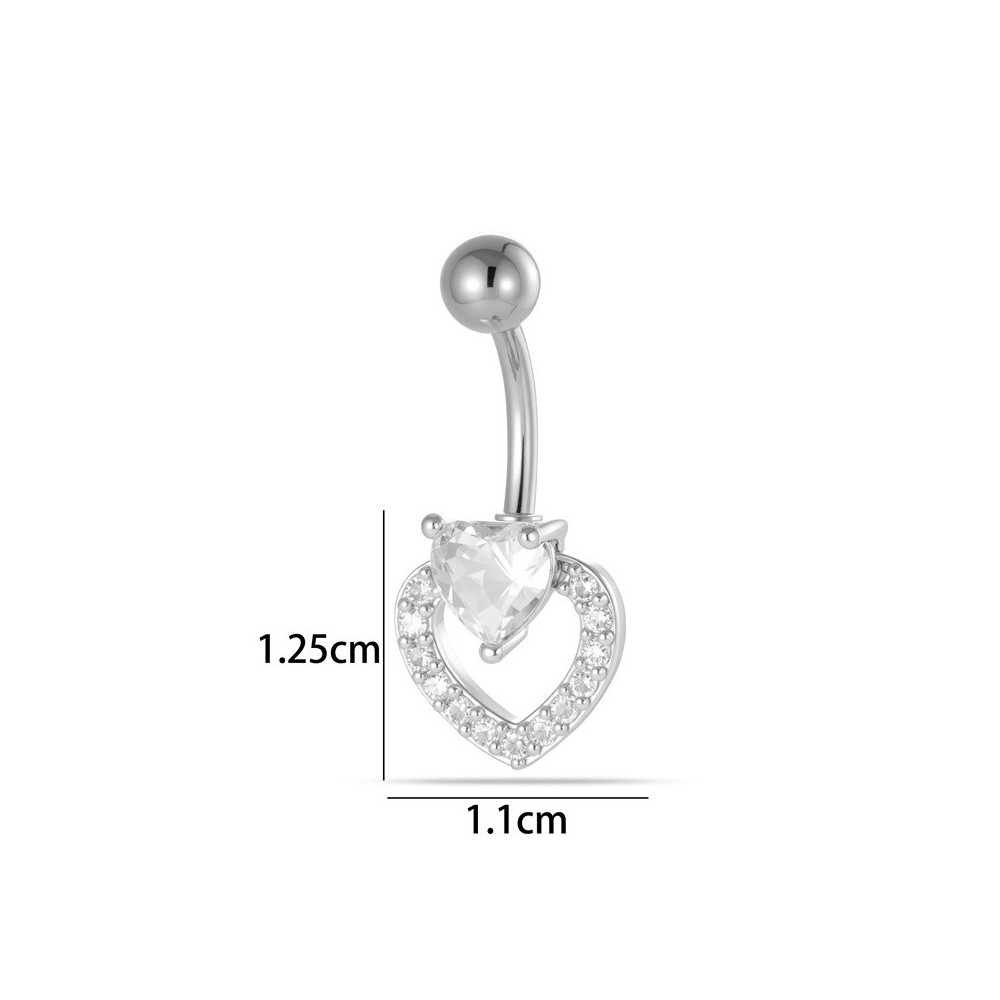 Piercing Ombelico Cuore Oro con Zircone Heart Cut | DoniPreziosi