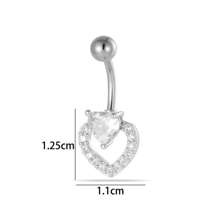 Piercing Ombelico Cuore Oro con Zircone Heart Cut | DoniPreziosi