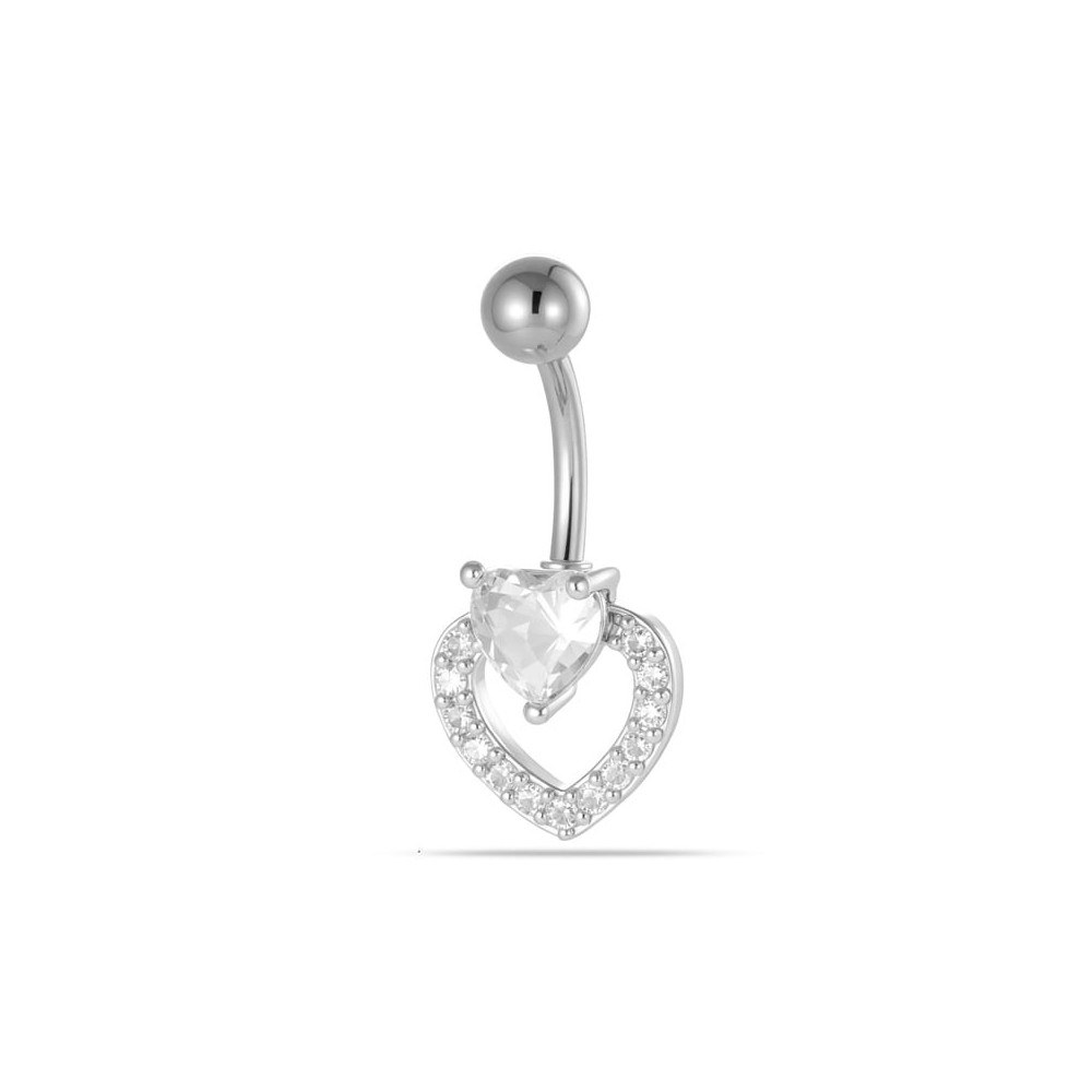 Piercing Ombelico Cuore Oro con Zircone Heart Cut | DoniPreziosi