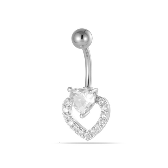 Piercing Ombelico Cuore Oro con Zircone Heart Cut | DoniPreziosi