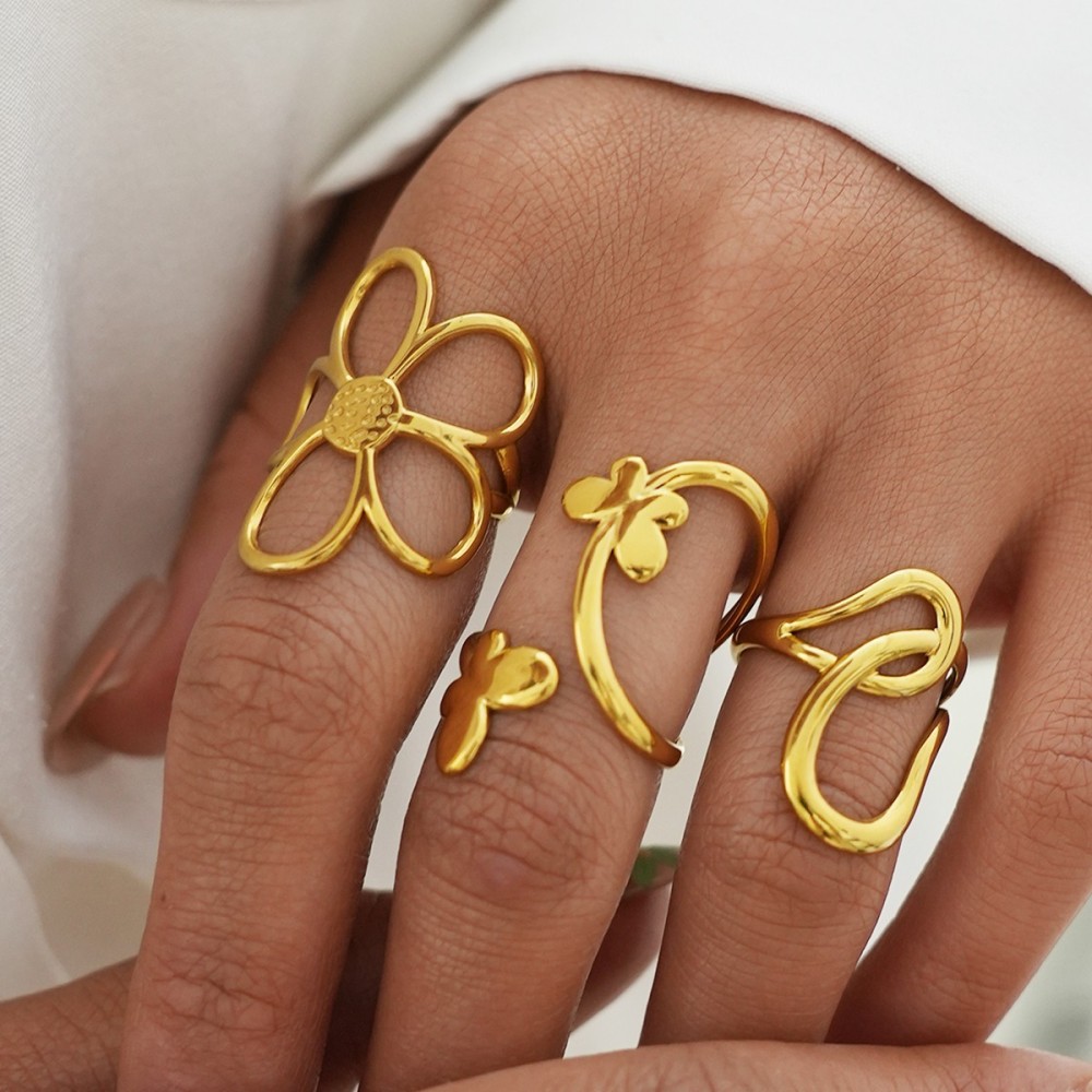 Set Anelli Gold Bloom & Butterfly