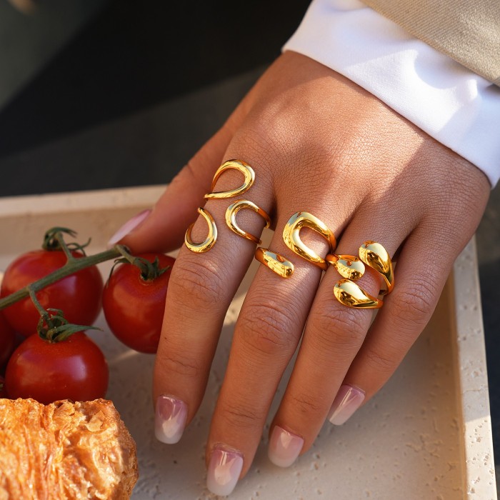 Set Anelli Gold Weaving - Design Intrecciato Oro
