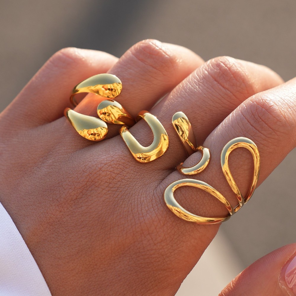 Set Anelli Gold Weaving - Design Intrecciato Oro