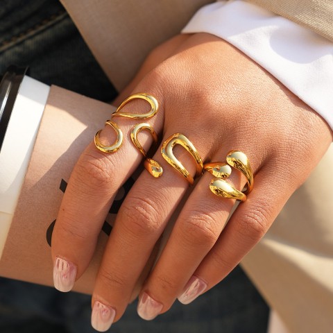 Set Anelli Gold Weaving - Design Intrecciato Oro