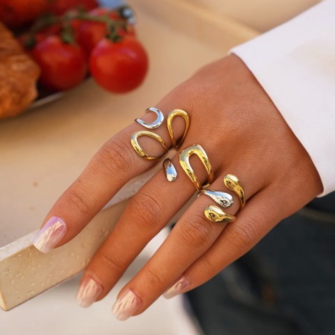 Set Anelli Golden Dome - Design Bombato