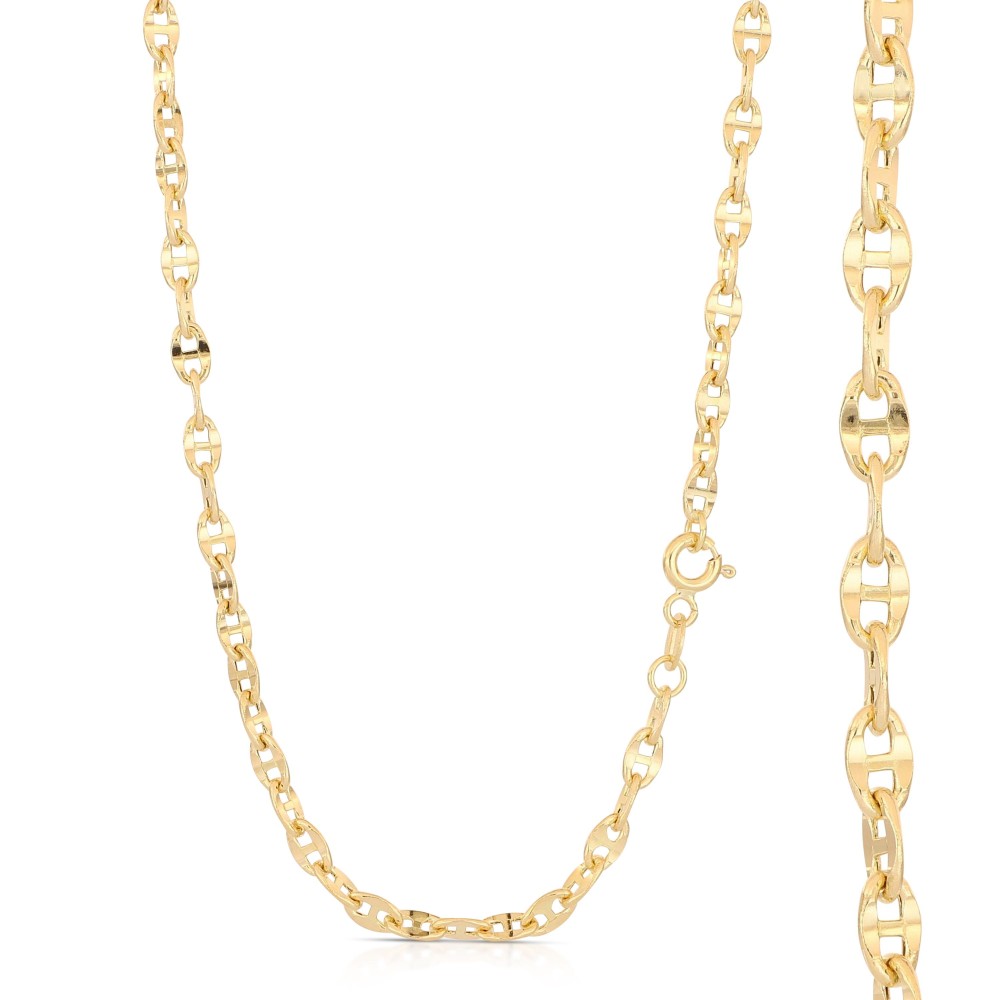 Collana da Uomo in Oro 18K Maglia Marina (750) Lucida