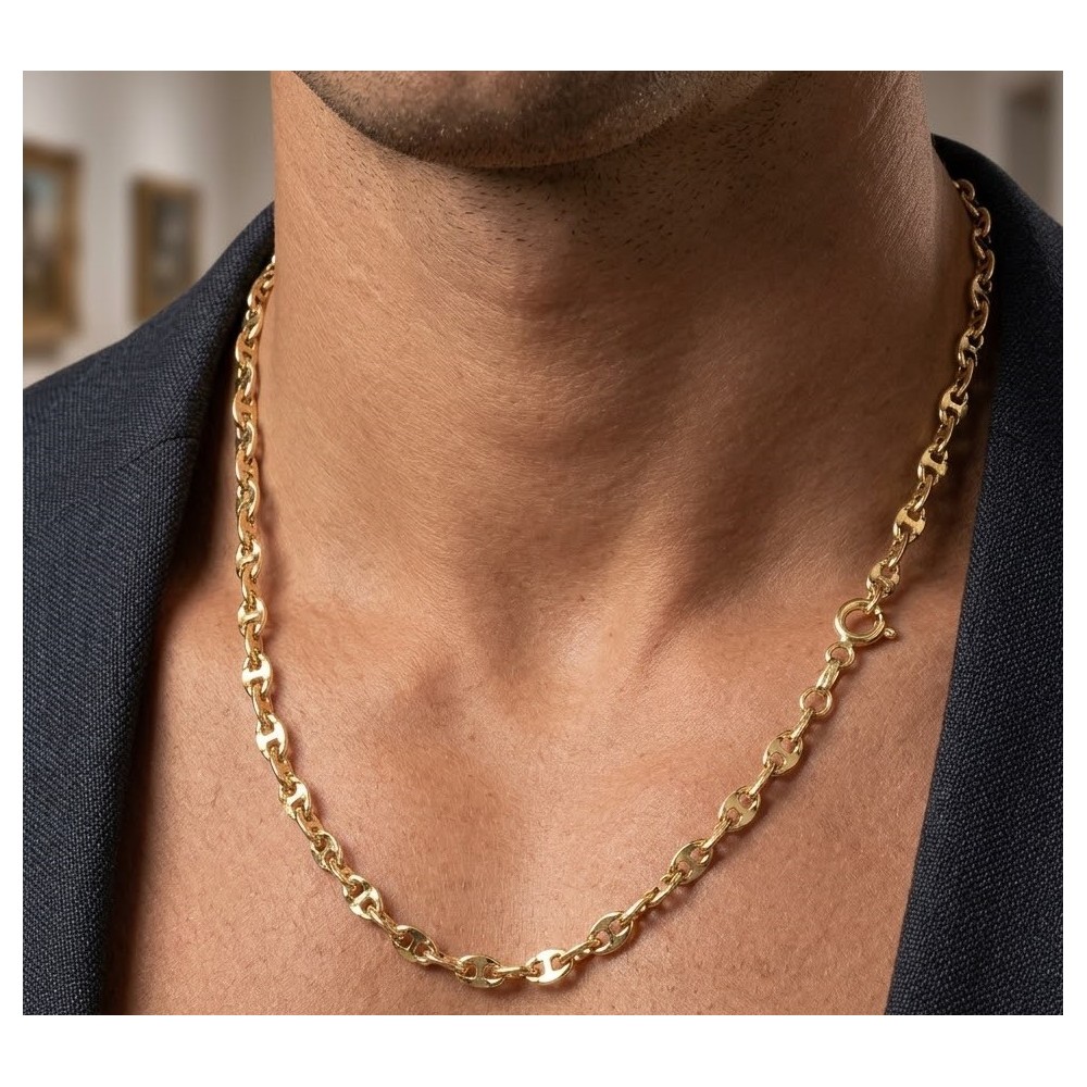 Collana da Uomo in Oro 18K Maglia Marina (750) Lucida