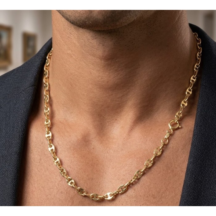 Collana da Uomo in Oro 18K Maglia Marina (750) Lucida