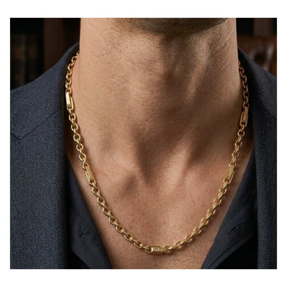 Collana Uomo Oro Giallo 18 carati Maglia Greca