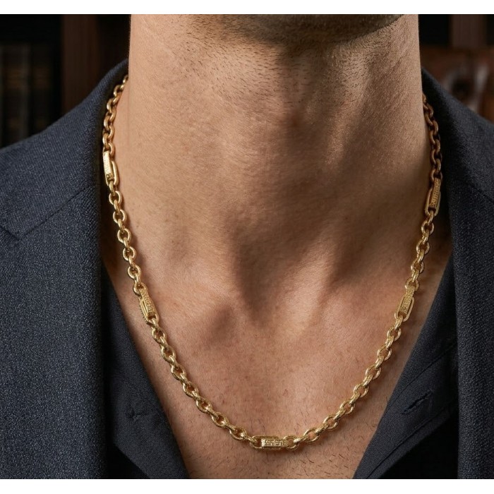 Collana Uomo Oro Giallo 18 carati Maglia Greca