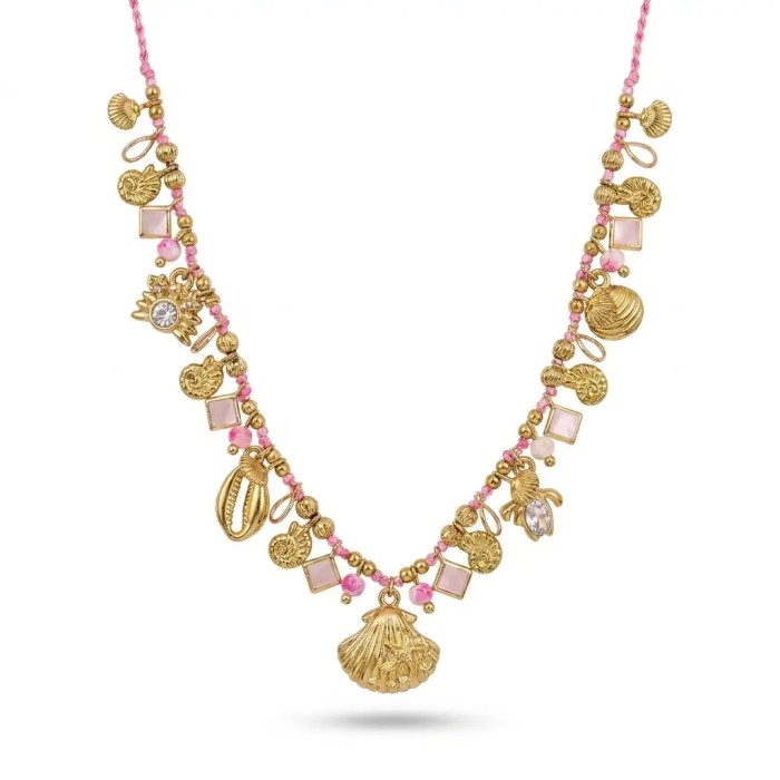 Collana Marina in Acciaio Inox con Charm e Pietre Colorate