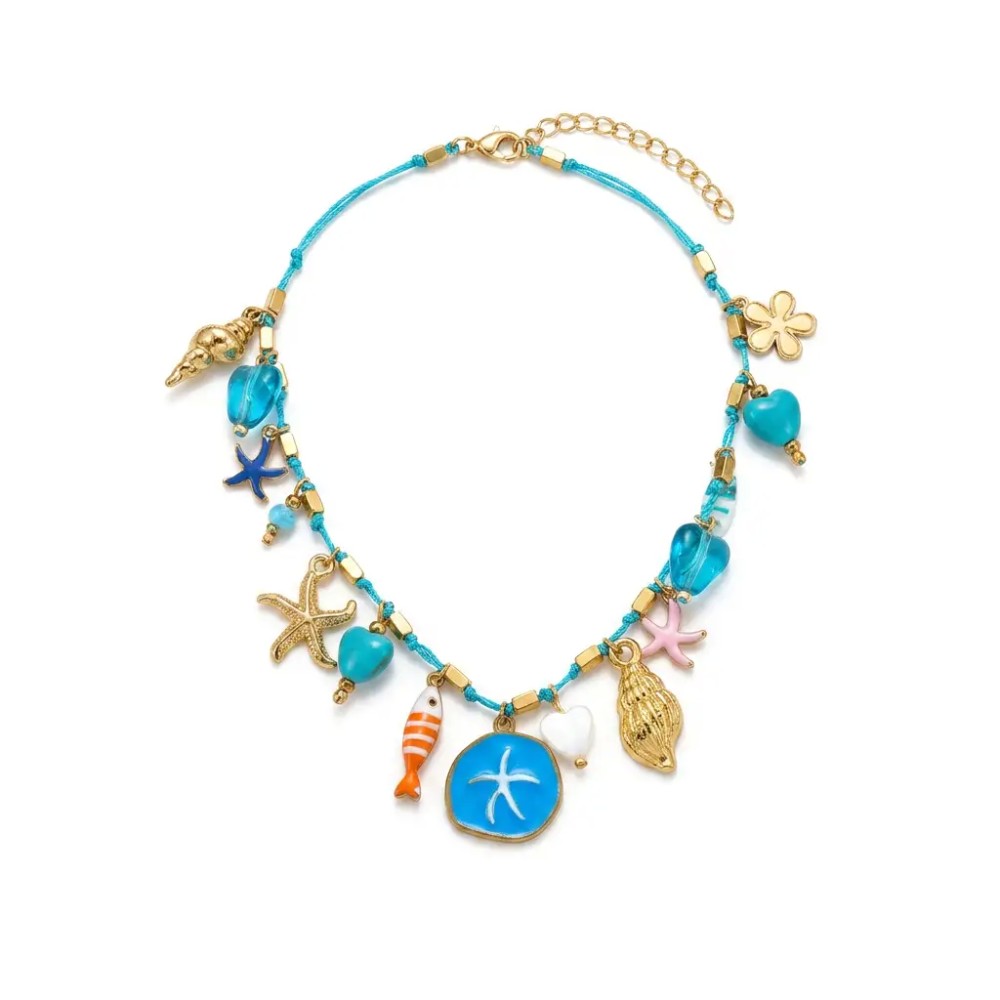 Collana Mare in Acciaio Inox con Charm Colorati