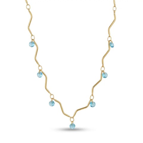 Collana Onde in Acciaio Inox con Pietre Pendenti