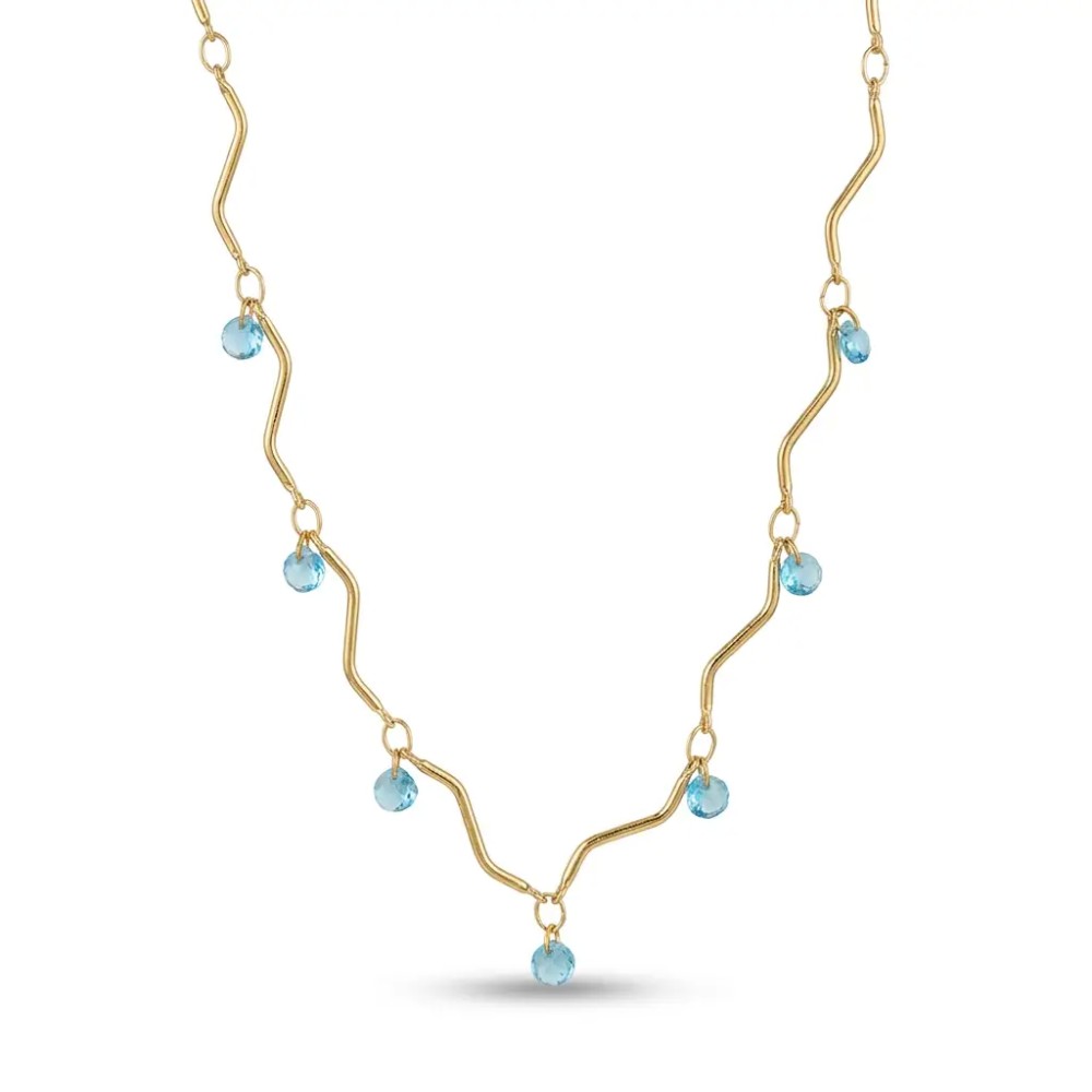 Collana Onde in Acciaio Inox con Pietre Pendenti
