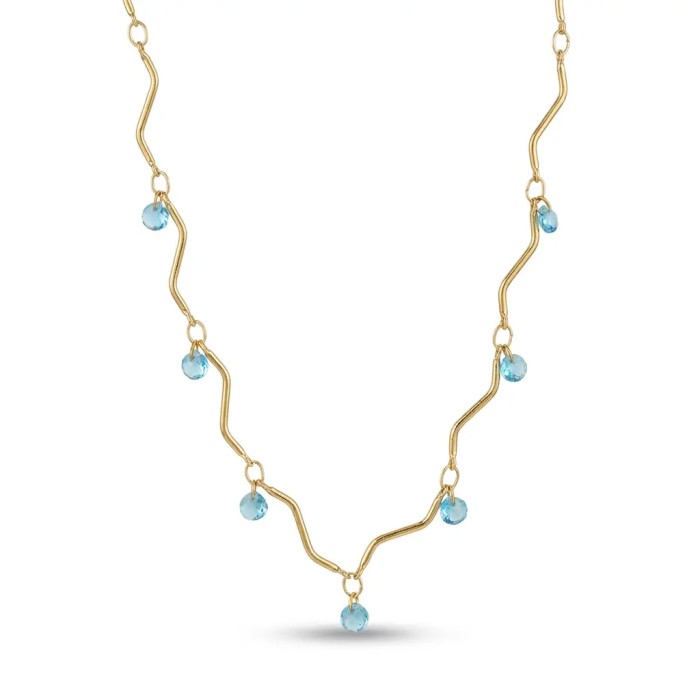 Collana Onde in Acciaio Inox con Pietre Pendenti