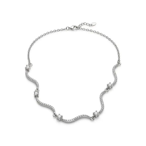 Collana Onde in Acciaio Inox con Punti Luce