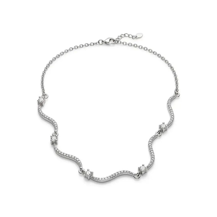 Collana Onde in Acciaio Inox con Punti Luce