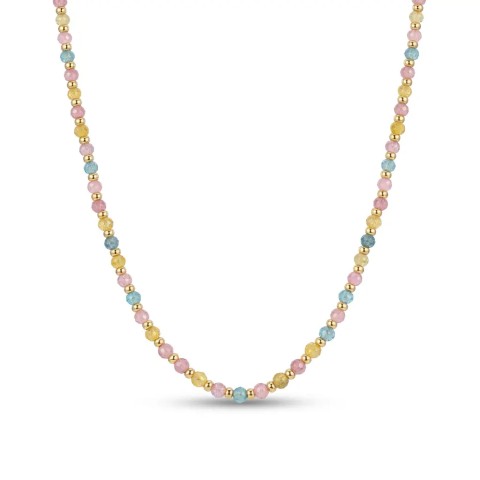 Collana in Acciaio Inox con Pietre Colorate Piccole