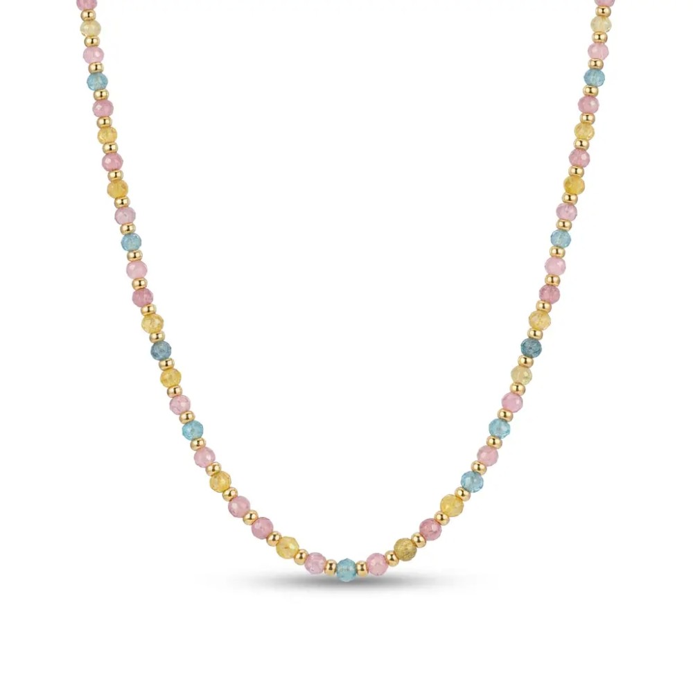 Collana in Acciaio Inox con Pietre Colorate Piccole