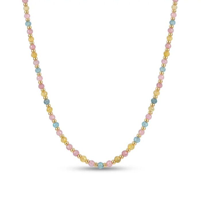 Collana in Acciaio Inox con Pietre Colorate Piccole