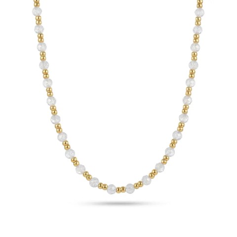 Collana in Acciaio Inox con Pietre Colorate Grandi