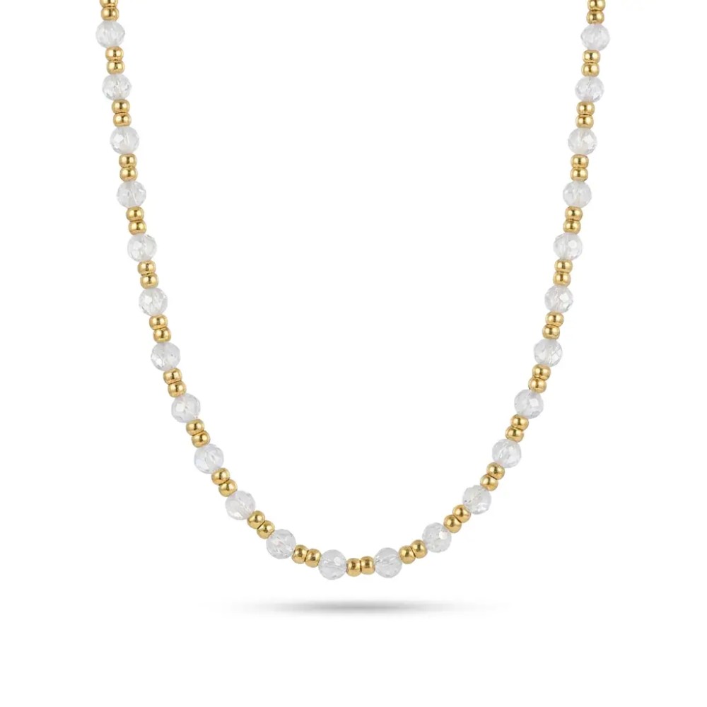 Collana in Acciaio Inox con Pietre Colorate Grandi