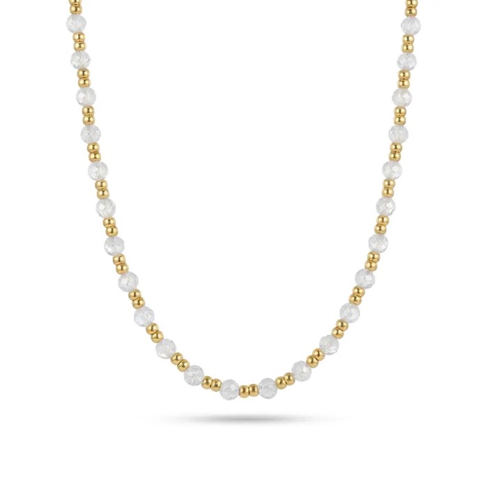 Collana in Acciaio Inox con Pietre Colorate Grandi