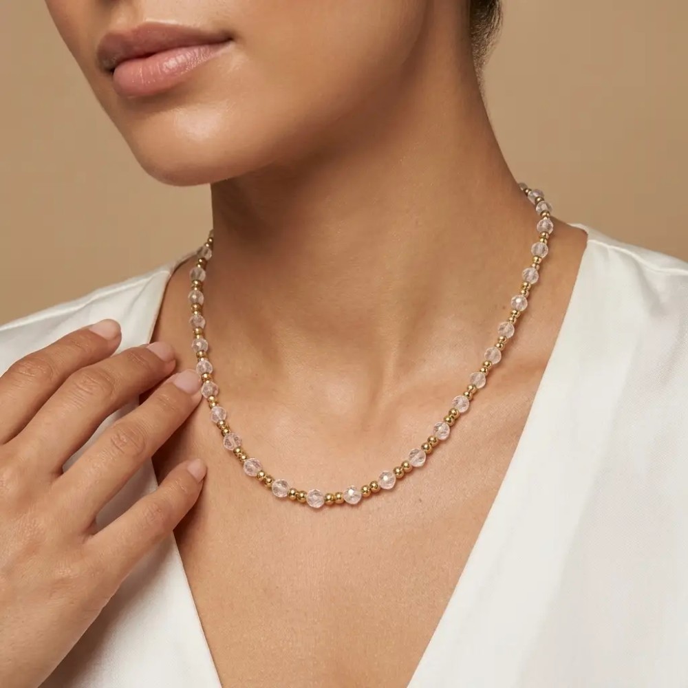 Collana in Acciaio Inox con Pietre Colorate Grandi