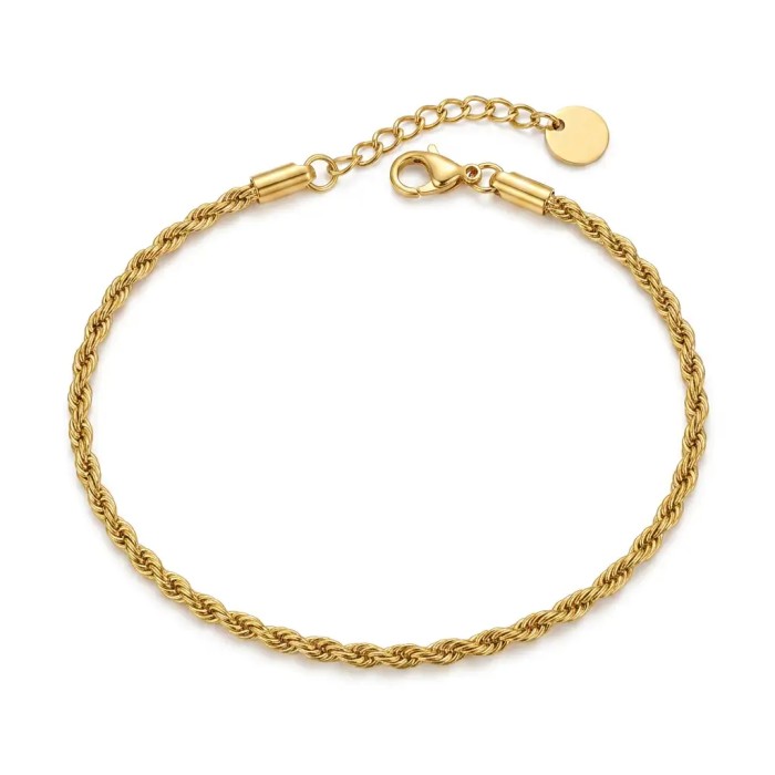 Cavigliera Rope in Acciaio Inox Dorato