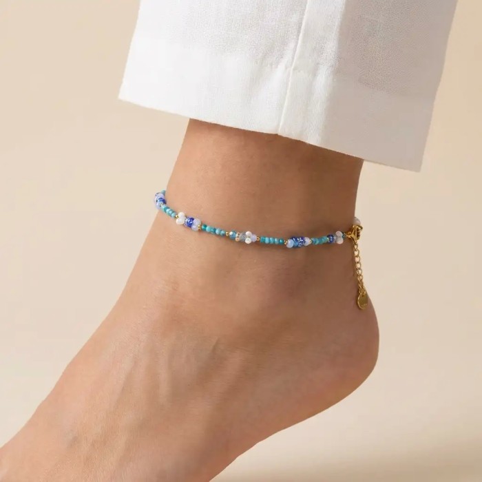 Cavigliera Iris in Acciaio Inox con Perline Colorate