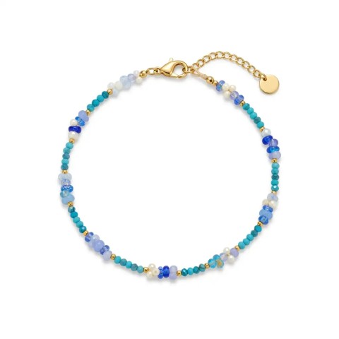 Cavigliera Iris in Acciaio Inox con Perline Colorate