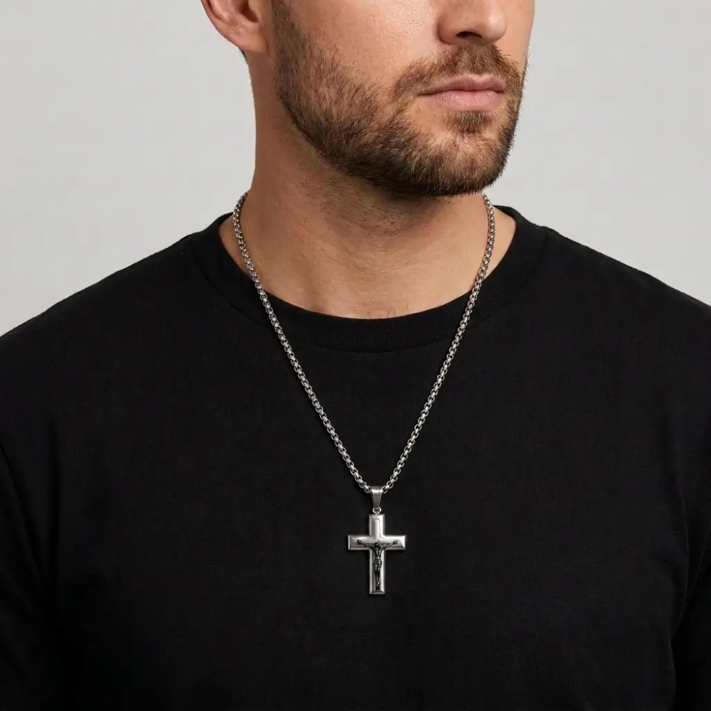 Collana Uomo con Crocifisso in Acciaio