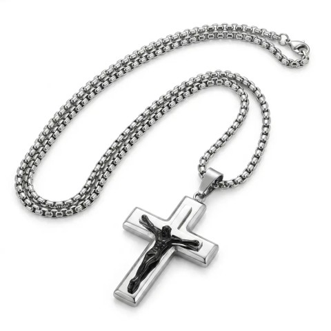 Collana uomo con crocifisso in acciaio – Doni Preziosi