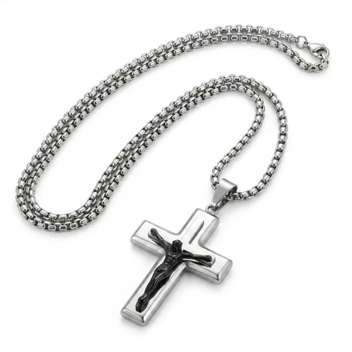 Collana uomo con crocifisso in acciaio – Doni Preziosi