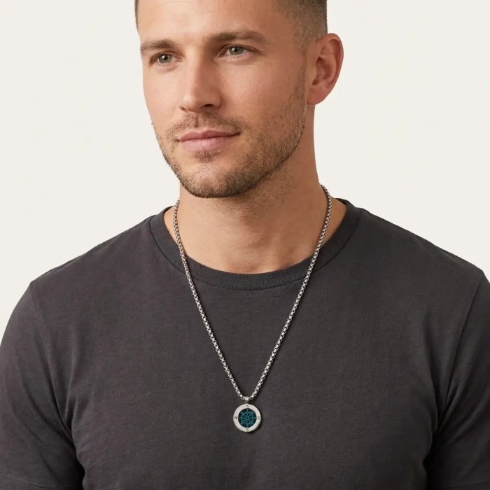 Collana Uomo Timone Blu in Acciaio
