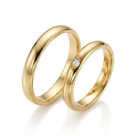 Coppia fedi in oro 9 carati con diamante e scatolina inclusa – Doni Preziosi