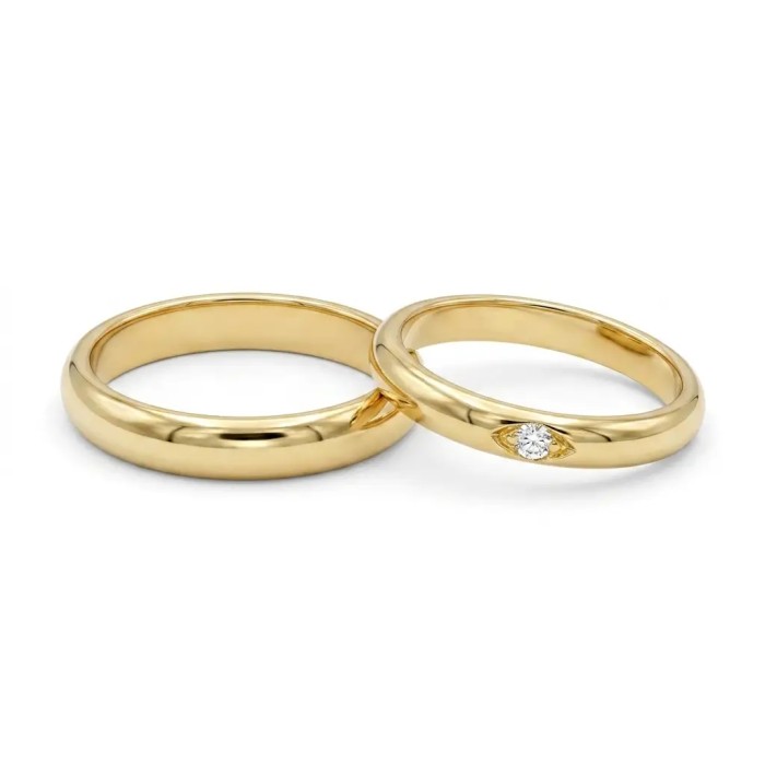 Coppia Fedi in Oro con Diamante 0,02 ct e Incisione Omaggio