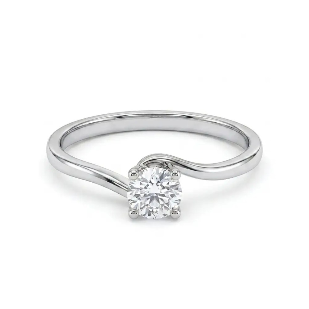 Anello Solitario in Oro Bianco