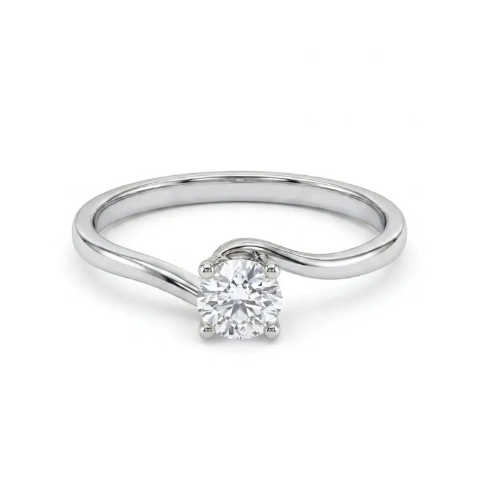 Anello Solitario in Oro Bianco