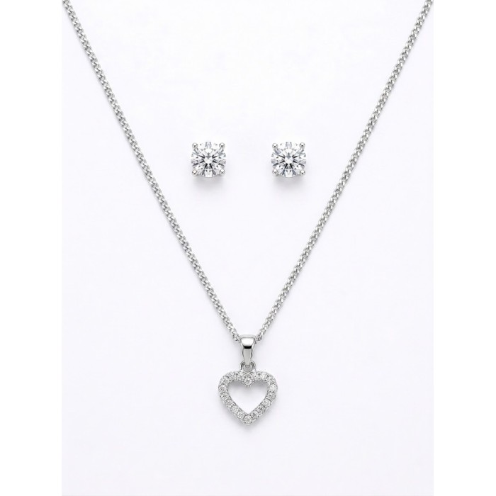 Set Parure Collana Cuore e Orecchini Punto Luce