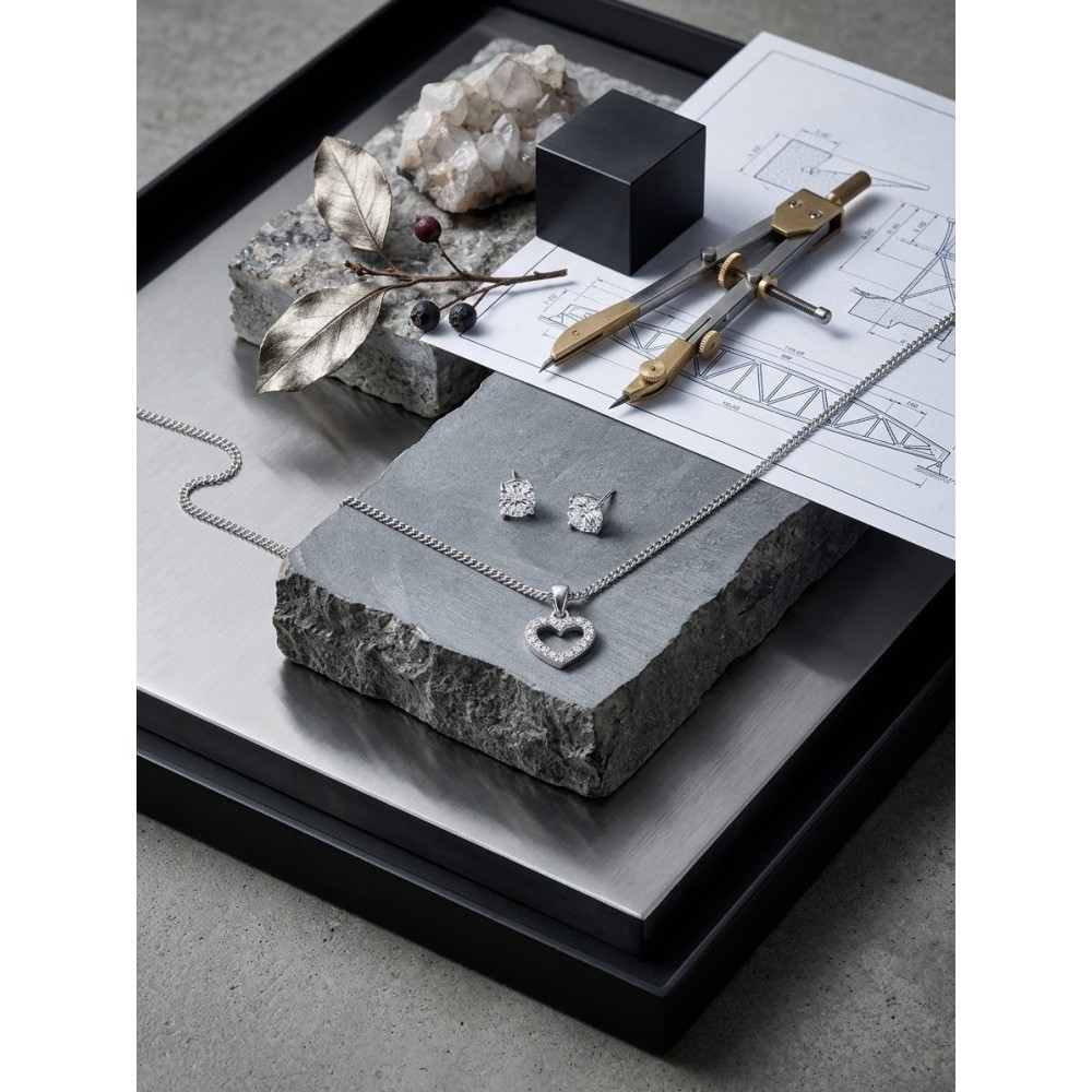 Set Parure Collana Cuore e Orecchini Punto Luce